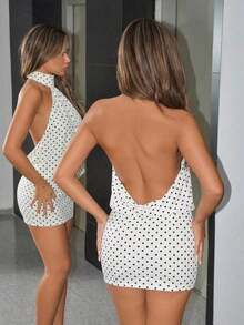 Vestido mini ajustado de cuello alto y espalda descubierta - Multicolor 5 - Ver 2