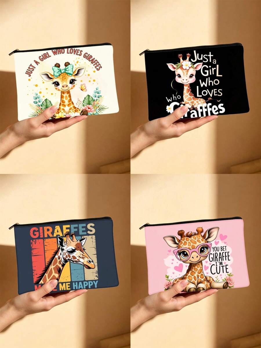 Túi đựng mỹ phẩm in hình hươu cao cổ "Just A Girl Who Loves Giraffes", túi đựng đồ vệ sinh cá nhân hai mặt, hộp đựng đồ trang điểm hình hươu cao cổ dễ thương, đồ dùng cần thiết khi đi du lịch và hàng ngày, món quà hoàn hảo cho người yêu hươu cao cổ. - Nhiều màu - Xem 1