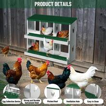 Chicken Nesting Box  Heavy-Duty Galvanized Steel Laying Boxes With Vented Holes For Secure Egg Collection, - Dark Green - View 2