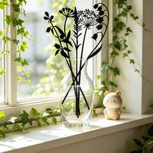 5 pièces Piquets de décoration de pot de fleurs sauvages en métal noir, artisanat en fer forgé créatif pour l'extérieur, style rustique, convient pour la décoration de la maison, les piquets d'art, le balcon ou une utilisation toute l'année - Noir - Voir 3