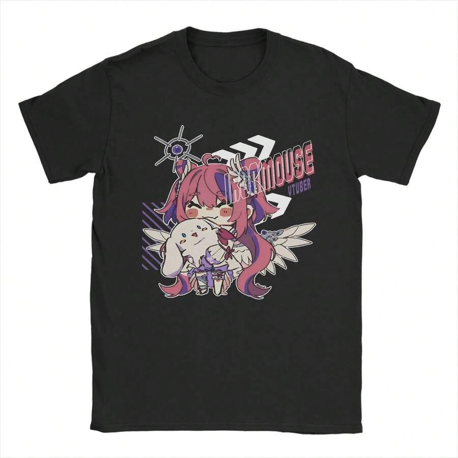 Camisetas I1ROnmouse Cute Vt Girl Outfit M1en WoM1en 100% algodón T1EE con estampado gráfico. Camiseta de manga corta de 220 g de algodón puro, tejido grueso, resistente a las arrugas y que no se deforma fácilmente. Estilo sencillo y versátil, ligero y transpirable, perfecto para ir al trabajo, viajar, acampar, ir de compras y para el tiempo libre diario. - Negro - Ver 1
