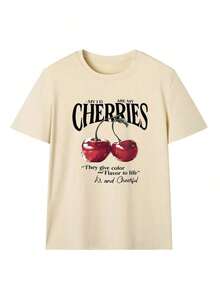 Camiseta de mujer de corte holgado con estampado de cerezas, linda camiseta retro de manga corta con cuello redondo y estampado de cerezas, ropa de calle de verano con estética Y2K Coquette, top casual holgado y transpirable, ropa de vacaciones estilo preppy kawaii, camiseta moderna con estampado de frutas dulces, perfecta para vacaciones en la playa, festivales de verano, despedidas de soltera, uso diario casual, salidas de fin de semana, paseos por la ciudad, citas en un café, conciertos de música, viajes, escapadas costeras, estilo urbano, reuniones de verano, fiestas en la piscina, ropa para el campus universitario, atuendo para resorts, eventos temáticos de frutas. - Multicolor - Ver 3