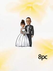 8/20/40pcs Custom Wedding Couple Photo Stickers, Personalized Bride And Groom Stickers With Custom Photo,Custom Bride & Groom Photo Stickers - Multicolor - View 17