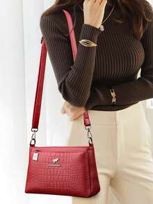 Nova Bolsa de Ombro de Couro PU Macio de Luxo Design para Mulheres 2026 Marca Bolsas e Bolsas Femininas de Alta Qualidade para Senhoras - Vermelho - Visão 11