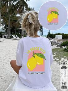 Camiseta para Mujer con Estampado Natural, Cuello Redondo, Manga Corta, Diseño Oversized, Ideal para Verano - Blanco - Ver 9
