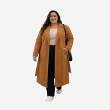 Plus Size Long Wool Overcoat With Belt Sbtpl-009 - Camel - View 4
