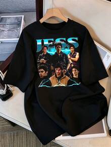 2026 T-Shirt, Vintage 90s Bootleg Style Jess Mariano, T-Shirt, Retro Jess Mariano, Gifts For Men And Women, Unisex Jess Mariano T-Shirt, Retro Graphic T-Shirt, Casual Oversized Cotton T-Shirt, Unisex T-Shirt For TV Series Fans, Streetwear. Retro Style K-Pop Idol Bootleg Oversized T-Shirt, Vintage Graphic Print T-Shirt, Casual Short-Sleeved Top, Merchandise For K-Pop Fans, Black Streetwear T-Shirt For Fans, Vintage K-Pop Star Graphic Print T-Shirt, Oversized Short-Sleeved T-Shirt With Retro Lightning Bolt Letter Print, Casual Black Crew Neck Top, Gift For Streetwear Style Idol Fans, Comfortable Loose-Fitting Cotton Blend T-Shirt For Women And Men. - Black - View 6