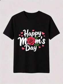 1 pieza de camisetas para hombre y mujer - Vintage y creativas, diseño moderno, elegantes, discretas, estilo urbano para adultos, regalos perfectos para seres queridos, estampados hermosos, moda callejera, para eventos, feliz Día de la Madre con entrega local, 180g de algodón 100%. - Negro - Ver 1