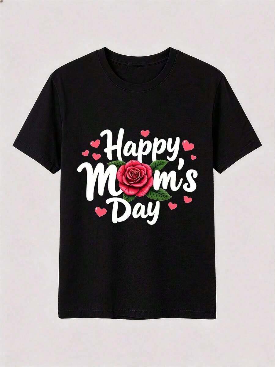 1 pieza de camisetas para hombre y mujer - Vintage y creativas, diseño moderno, elegantes, discretas, estilo urbano para adultos, regalos perfectos para seres queridos, estampados hermosos, moda callejera, para eventos, feliz Día de la Madre con entrega local, 180g de algodón 100%. - Negro - Ver 1