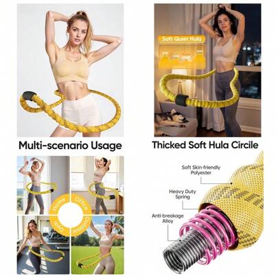 Weighted Hula Circle Hoop For Adult Weight Loss, Soft Silent Infinity Fitness Hoop, Exercise Workout Equipment