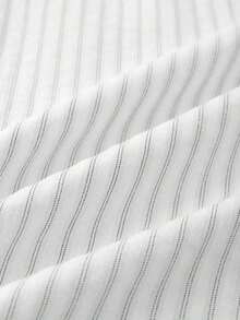 Camisa de manga corta a rayas vintage, de moda para ir al trabajo en verano - Blanco - Ver 6