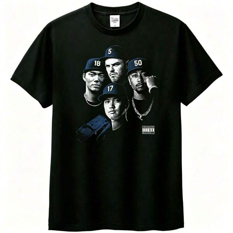 100% cotton Camiseta con estampado de "Los Ángeles en el centro de todas las miradas", modelo unisex del equipo de Los Ángeles, camiseta con estampado de patrones vintage, camisa de algodón de alta calidad - Negro 2 - Ver 1