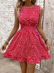 Vestido casual - Vestido casual moderno - Vestido casual de vacaciones - Vestido pastoril para mujer - Vestidos de verano para mujer - Ropa de mujer - Vestidos talla grande vendidos - Atuendos de verano para mujer - Rojo 2 - Ver 1