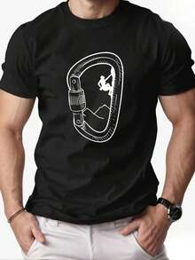 Camiseta deportiva informal playeras de hombre manga corta suelta sencilla transpirable para verano estampado escalador de rocas cómoda holgada estilo moda urbana nacional envio - Negro - Ver 8
