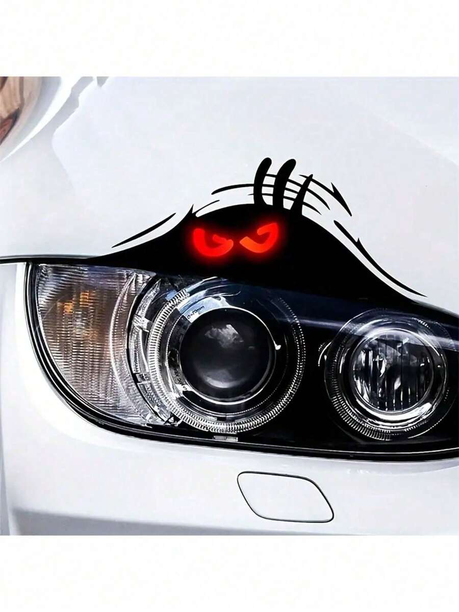 1 pieza Pegatina y calcomanía de coche interesante, calcomanía de vinilo reflectante y resistente al agua para faros de coche para mujeres y hombres, calcomanía para camión, protector de arañazos para parachoques de coche, pegatina de vinilo, calcomanía de Halloween - Multicolor - Ver 1