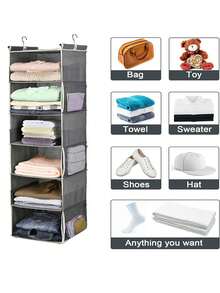 2pcs 6-Tier Hanging Storage Bag, Household Organizer Bag, Multi-Layer Clothes Storage Pouch - View 5