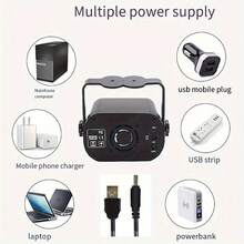 DJ灯、迪斯科派对灯、USB 6/8孔图案+频闪+紫外线氛围灯、遥控声控频闪灯、星空投影灯、KTV酒吧、家庭派对灯光秀、万圣节、圣诞节、卡拉OK俱乐部、露营氛围灯 - 8-port charging - 查看 11