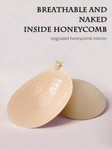 2 Colors Breathable Fabric Round Seamless Adhesive Bra, Seamless Sweat-Proof - Multicolor - View 3