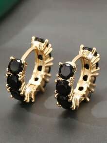 1 par de hermosos pendientes de aro, diseñados para mujeres, adecuados para bodas, compromisos, fiestas de aniversario, regalos del Día de San Valentín - Amarillo Oro - Ver 7