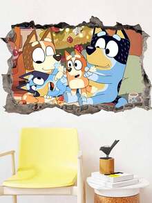Bluey 以《布鲁伊》为主题的3D立体墙贴，采用逼真的破墙设计，展现生动的角色场景。墙贴采用优质自粘乙烯基材料制成，图案鲜艳持久不褪色，易于粘贴和移除，为卧室、客厅或主题区域增添趣味盎然的沉浸式体验。 - 多款 - 查看 3