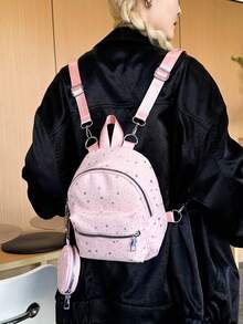 Glitter Star Mini Backpack, Girly Style Multi-Color Small Backpack, Including Small Pouch - Multicolor - View 10