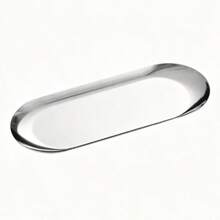 Khay đựng bánh mì hình bầu dục bằng thép không gỉ, giá đỡ tráng miệng trang nhã dùng cho tiệc trà chiều, trưng bày bánh ngọt và các món tráng miệng. - Bạc - Xem 7