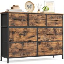 Rustic Brown Ink Black 9 Drawer Chest Storage Unit Steel MDF Bedroom Closet Hallway Living Room Organizer - Rustic Brown + Ink Black - View 7