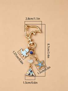 A Creative, Unisex Keychain Featuring A Blend Of Design Elements,Including Seashells, Starfish, Turquoise Accents, Seahorses, Octopuses - Multicolor - View 9