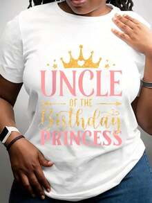 Camiseta 'Tío de la Princesa del Cumpleaños' con Diseño de Corona en Oro y Rosa, Camiseta para Fiesta de Cumpleaños Familiar, para Hombres, Mujeres, Unisex, Regalo de Celebración - Blanco - Ver 7