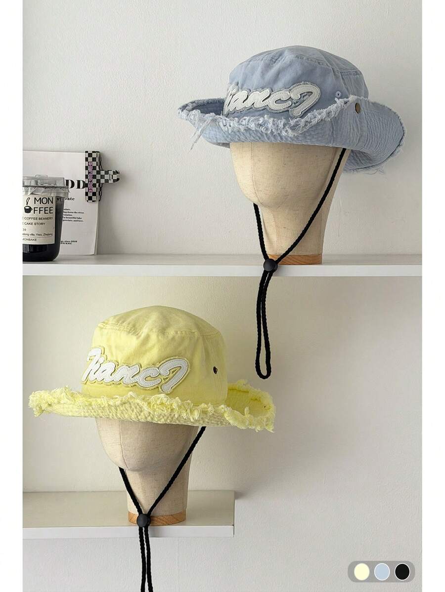 Red Cool Spicy Western Cowboy Hat Frayed Patchwork Lanyard Bucket Hat Vintage Washed Distressed Bucket Hat Women Summer Outdoor Hiking Wide Brim Sun Protection Climbing Hat Camping Sun Hat Boho Vacay Spring Summer Sun Hat Bright Monochromatic Looks Lace-Up Sun Protection Hat Travel UV Protection