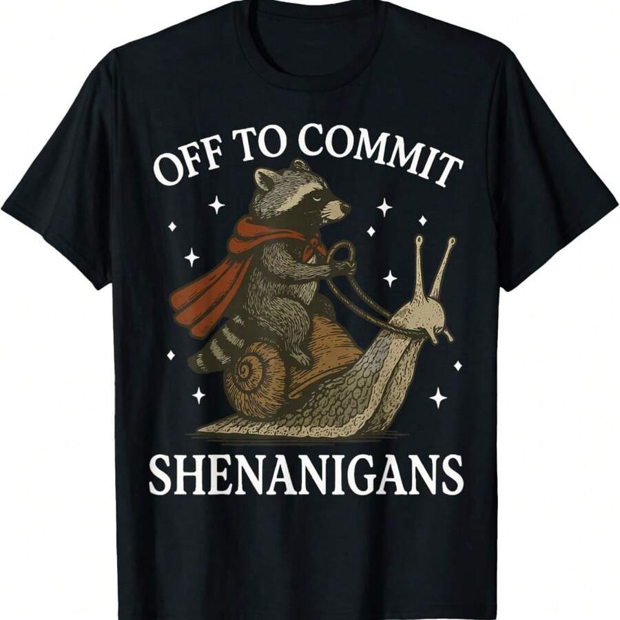 Off To Commit Shenanigans Raccoon T-Shirt - Black - View 1