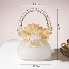 シンプルで軽量なハンドバッグ型花瓶・花かご、リビングルームのインテリア装飾用フラワーアレンジメント容器 - 1513-17 - チェックする 2
