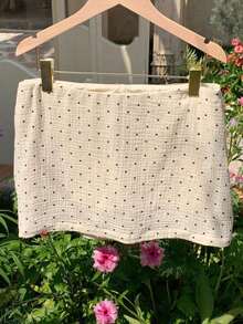 Falda corta de verano informal para mujer con cintura baja de unicolor - Blanco y Negro - Ver 5