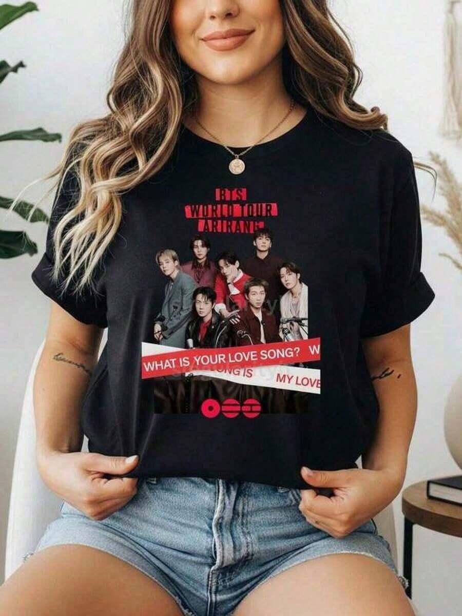 Camiseta unisex de algodón puroBTS'Arirang'MundoTour2026CamisetasConciertoCamisetasEJÉRCITOVentiladorRegalos,BTSRegresoMercancía,EJÉRCITOModaK-PopBandas,¿Qué es?TuAmorSong, playerasdemujertopsdemujerblusascasualesparadamablusasparamujerblusascasualesparaDama, TradicionalEstilo,SuaveTela, SuaveAlgodón,Escuela&DiarioVístete, HermosaEstilo,VeranoConjunto de ropa - Negro - Ver 1
