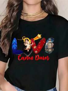 Camiseta de manga corta Love Came Down, Jesús es el Rey, Jesús es la razón de la temporada, linda camiseta navideña, camiseta de amor de Jesús, camiseta Believe para el verano. - Negro - Ver 6
