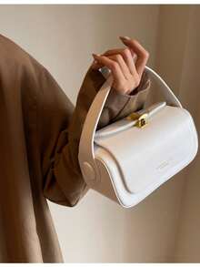 Borsa quadrata piccola di moda per donna, nuova borsa a spalla e a tracolla estiva con design strutturato - Beige - Visualizzare 1