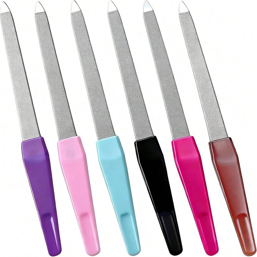 HIWRBDTI 6 Pack Metal Nail File Set For Natural Nails, Professional Stainless Steel Sword Fingernail File With Sharp Tip &Amp; Non-Slip Handle, Thin Sapphire Grit Diamond Finger Nail Files For Women &Amp; Men - trắng - Xem 1