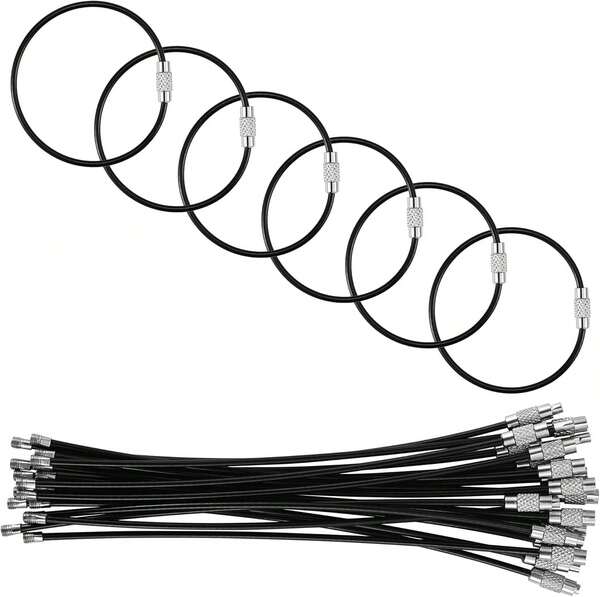 Luvtree 5.9in/15cm Stainless Steel Keychain Cable,Wire Diameter 2mm Metal Key Ring Loop,20 Pieces