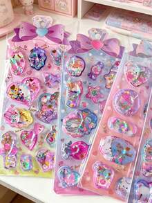 Cute Shiny Glitter Shaking Stickers 3D Glitter Heart Animal Decorative Stickers Suitable For Diary, Photo Album, Phone Case Decoration - Color - View 2