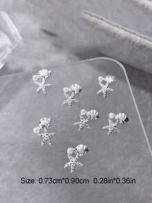 10 pièces Charms d'art des ongles à thème estival, avec des motifs d'étoiles de mer et de coquillages comme designs principaux. La collection comprend une variété de styles, y compris des designs en or, argent, perle, étoile de mer et coquillage. Ces décorations d'ongles en alliage 3D. - Multicolore - Voir 7
