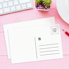 50pcs Blank Postcards, DIN A6 Size, White & Brown Cardstock Material, Suitable For DIY Cards For Wedding, Birthday, Christening, Communion - A - View 4