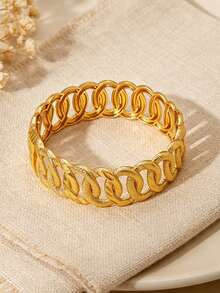 1 pezzo Braccialetto ampio in ottone dorato di lusso - Stile mediorientale degli Emirati Arabi Uniti con texture incisa a motivi cavi, il braccialetto può essere aperto. Adatto per la collezione di gioielli da donna per matrimoni e feste. - Oro giallo - Visualizzare 2