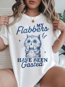 Women's Vintage Style Short Sleeve Casual T-Shirt - "My Flabbers Have Been Gasted" Cat Design, Round Neck, Summer Top, Machine Washable, Women's T-Shirts, Casual Wear, Modern Style, Comfortable Fit

BlackFashion - 白色 - 查看 1