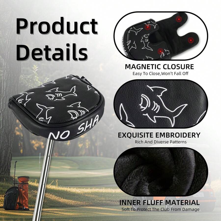 WUDAY PU Golf Putter Head Cover With Magnetic Snap Closure, Fits Odyssey LAB - Black - View 1