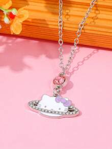 SANRIO 1 chiếc vòng cổ hình mèo KT dễ thương, mặt dây chuyền hình mèo đính đá đáng yêu, phong cách Nhật Bản. - 02 - Xem 2