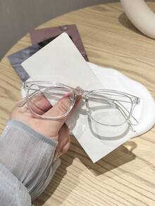 1 gọng kính vuông cổ điển dành cho nữ, màu đen và trong suốt, gọng polycarbonate, tròng kính trong suốt, thích hợp để đeo hàng ngày. Có hộp đựng kính. - Nhiều màu - Xem 8