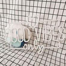 1个“Good Vibes Only”霓虹灯，卧室/宿舍氛围灯，USB供电 - 玫紅,冰藍,黃 - 查看 7