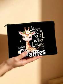 Túi đựng mỹ phẩm in hình hươu cao cổ "Just A Girl Who Loves Giraffes", túi đựng đồ vệ sinh cá nhân hai mặt, hộp đựng đồ trang điểm hình hươu cao cổ dễ thương, đồ dùng cần thiết khi đi du lịch và hàng ngày, món quà hoàn hảo cho người yêu hươu cao cổ. - Nhiều màu - Xem 4