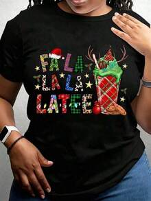1 pieza de camisetas unisex de cuello redondo y manga corta de 200g diseñadas por artistas Y2K en el estilo Bababask, hechas de 100% algodón puro. Son casuales y versátiles, adecuados para ropa de calle, salidas diarias, campamentos, conciertos, eventos de hip-hop, rock y rap, con patrones de celebridades. Ideal para festivales, otoño y uso durante todo el año. - Negro - Ver 7