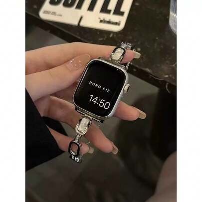 1 Pc Women's Zirconia Square Bracelet Watch Strap, Zinc Alloy Chain, Compatible With Apple Watch Series 11/10/9/8/7/6/5/4/3/2/1, Sizes 38mm/40mm/41mm/42mm/44mm/45mm/46mm/49mm, Suitable For Ultra 1/2/3/SE, Replaceable With The Original Strap, The Best Gift For Girlfriend, Friends, And Family On Valentine's Day, Birthdays, And Mother's Day (Strap Only).